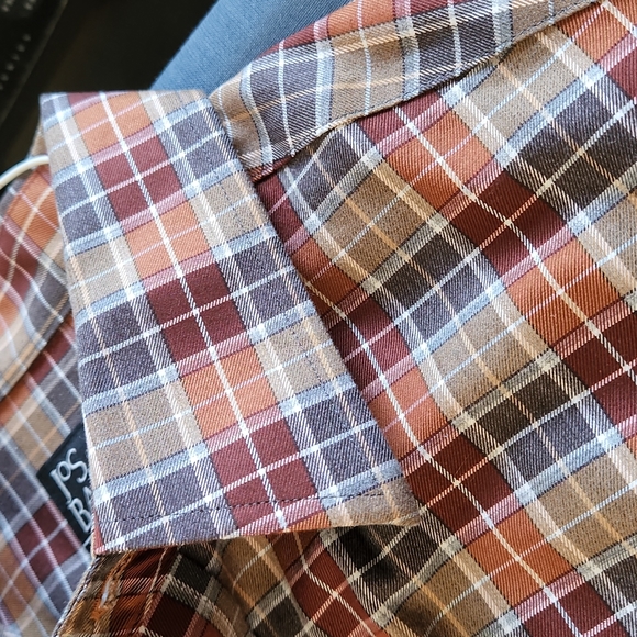 Jos. A. Bank, Men's L Tailored Fit, Grey, Burgundy, Burnt Orange Sq w White - Picture 5 of 5